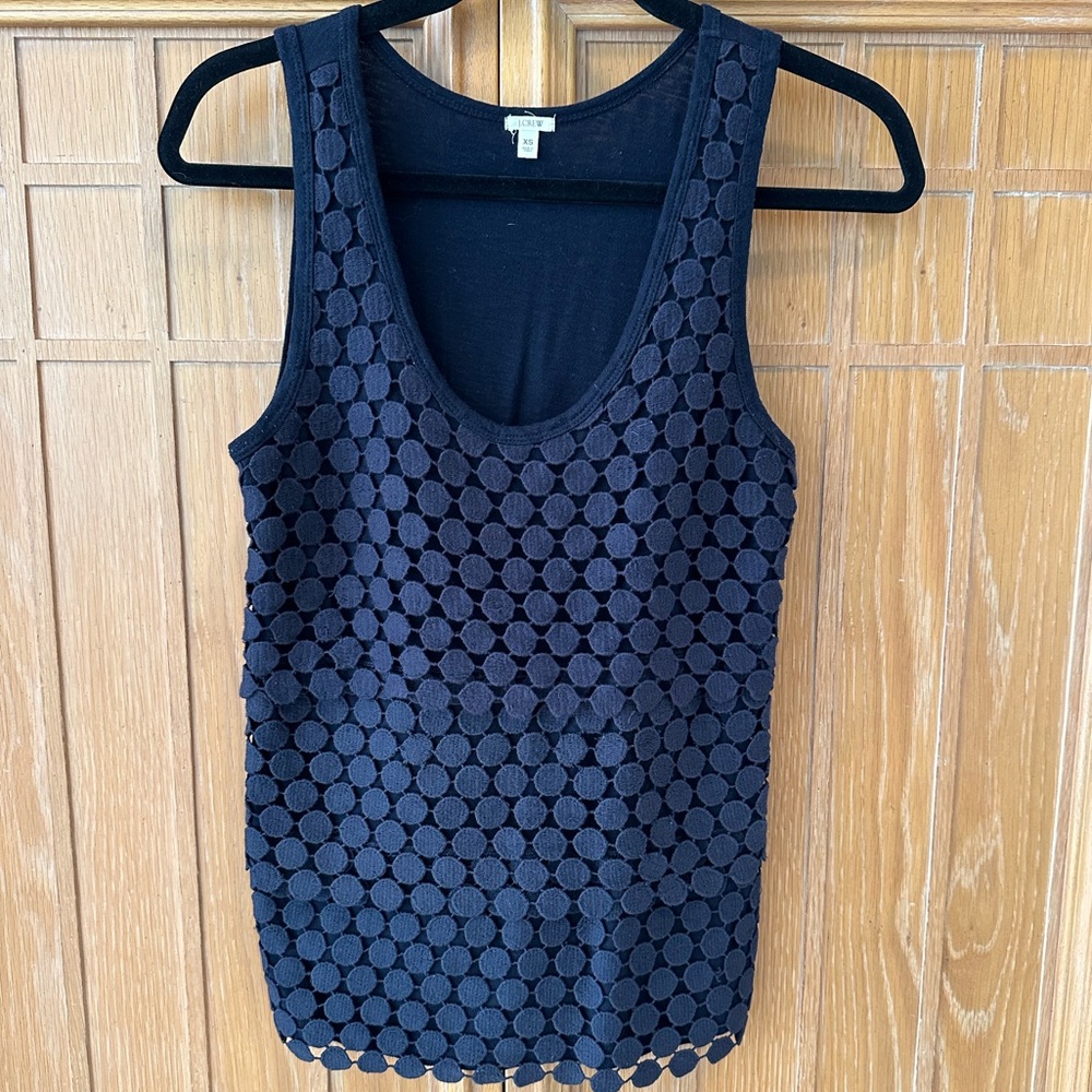 J.Crew Tiered Layered Circle Lace Front Knit Tank Top Sz XS